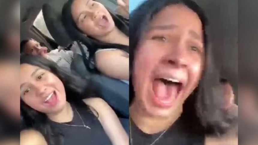 Iban entretenidos grabando un TikTok y todo terminó en un accidente de tránsito que quedó grabado