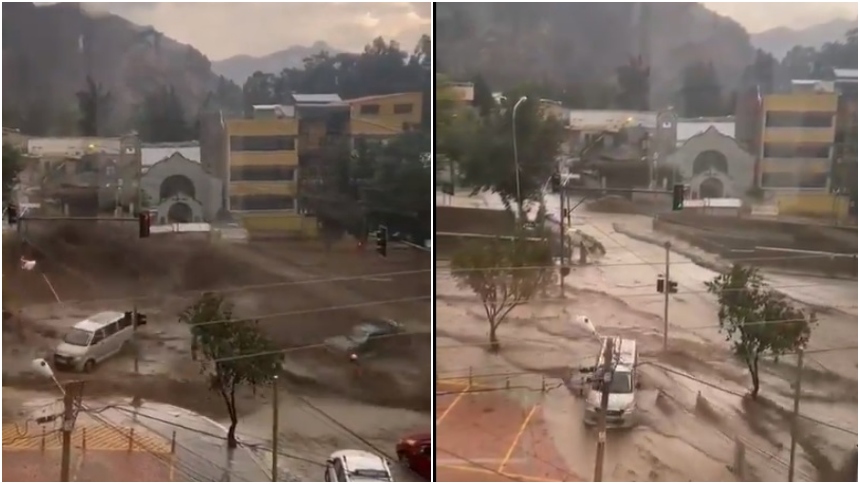 Un repentino aluvión, en Bolivia, se llevó todo a su paso de que las aguas y el barro derribaron un puente y arrastró algunos automóviles.