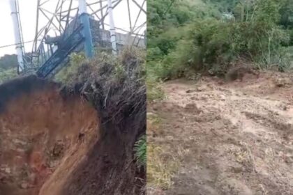 Reportan deslizamiento de tierra cercano a una de las torres del sistema de carga del teleférico de Mérida