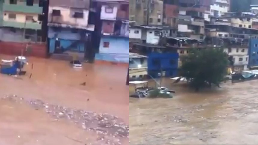 Así se desbordó el Guaire a la altura de El Llanito tras las lluvias de este 5-Oct