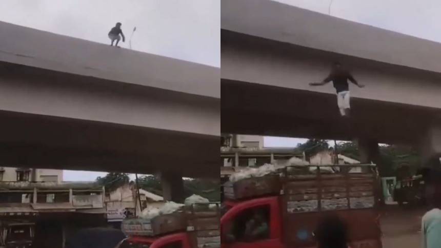 Quiso hacer un video viral lanzándose de un puente a un camión en movimiento y todo terminó en tragedia